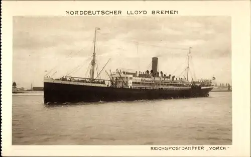 Ak Reichspostdampfer Yorck, Norddeutscher Lloyd Bremen