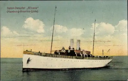 Ak Salondampfer Silvana, Seebäderdampfer, Hamburg Amerika Linie, Helgoland