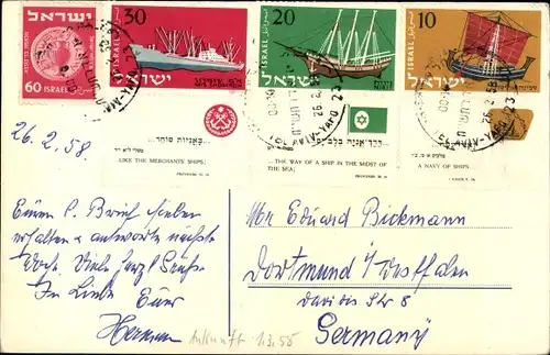 Briefmarken Ak Passagierschiff SS Zion, ZIM