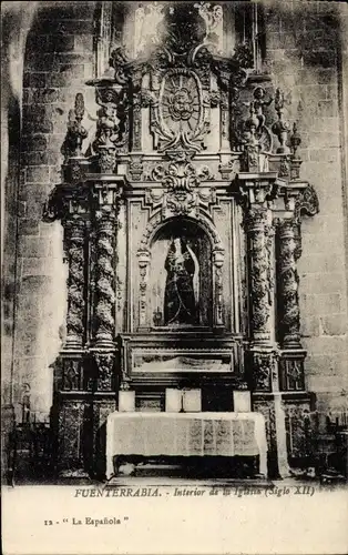 Ak Hondarribia Fuenterrabia Baskenland, Innenraum der Kirche