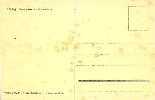 Ak Gdańsk Danzig, Frauengasse, Marienkirche
