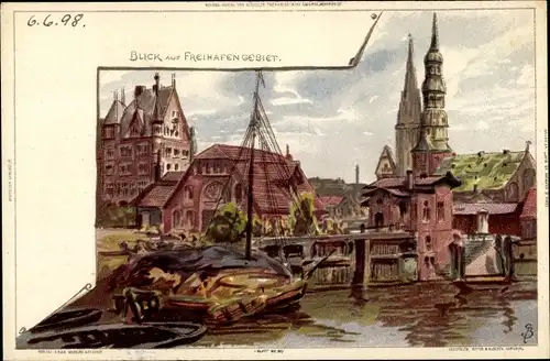 Künstler Litho Hamburg Mitte Altstadt, Freihafen