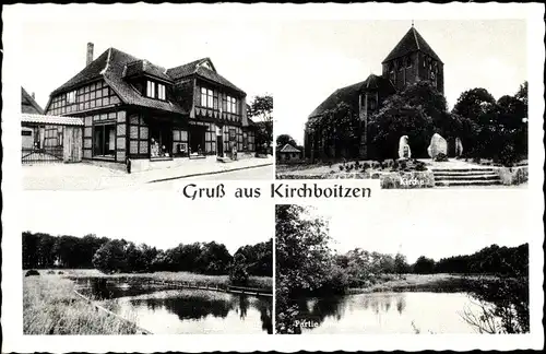 Ak Kirchboitzen Walsrode, Kaufhaus J. Wunsch, Bad, Seeblick, Kirche