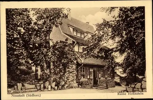Ak Neustadt Südharz, Ruine Hohnstein, Hotel und Pensionshaus Inh. Albert Staecker