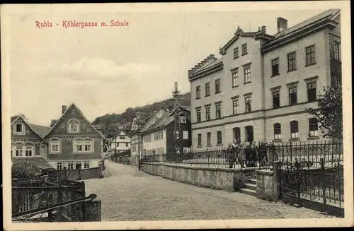 Ak Ruhla in Thüringen, Köhlergasse, Schule