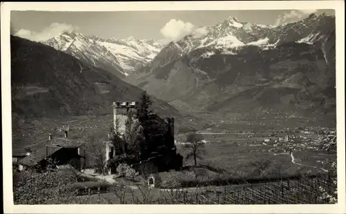 Ak Meran Merano Südtirol, Schloss Gatto mit Umgebung