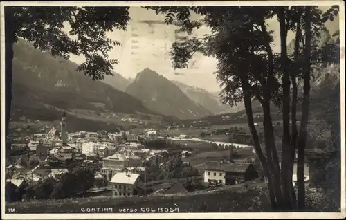 Ak Cortina d'Ampezzo Veneto, Durchblick zum Ort