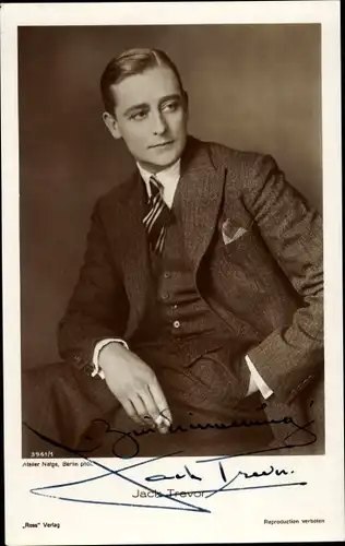 Ak Schauspieler Jack Trevor, Portrait, Ross Verlag 3961/1, Autogramm