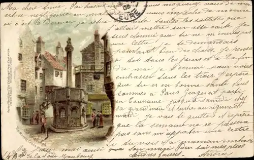 Litho Edinburgh Schottland, Partie am Kreuz