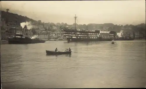 Ak Plymouth Devon England, Blick auf den Dampfer, Boote
