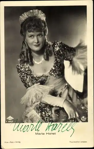 Ak Schauspielerin Marte Harell, Portrait, Halskette, Autogramm