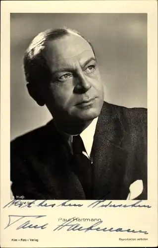 Ak Schauspieler Paul Hartmann, Portrait, Autogramm