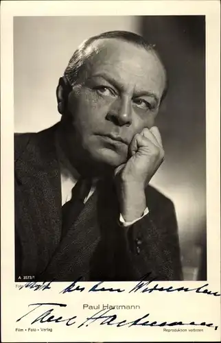 Ak Schauspieler Paul Hartmann, Portrait, Film Foto Verlag A 3573/1, Autogramm