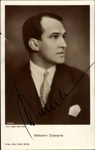 Ak Schauspieler Wilhelm Dieterle, Portrait, Autogramm