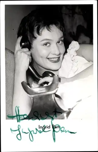 Ak Schauspielerin Ingrid Pan, Portrait, Telefon, Autogramm
