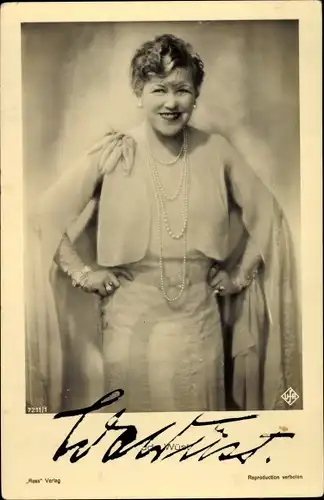 Ak Schauspielerin Ida Wüst, Standportrait, Autogramm
