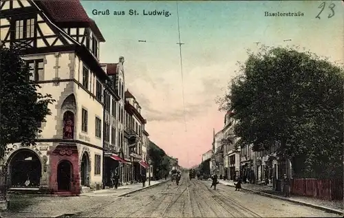 Ak Saint Louis Sankt Ludwig Elsass Haut Rhin, Baselerstraße