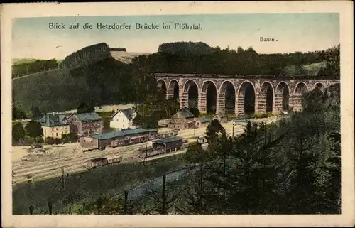 Ak Flöha in Sachsen, Blick auf die Hetzdorfer Brücke im Flöhatal