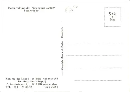 Ak Motorreddingvlet Cornelius Zwaan reserveboot, KNZHRM,Koninklijke Nederlandse Redding Maatschappij