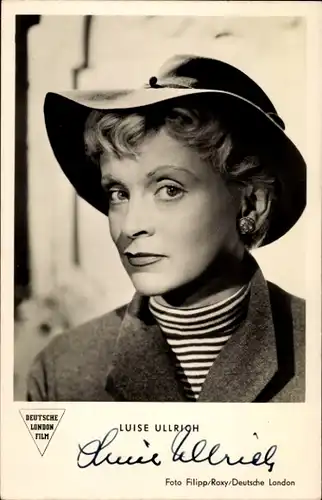 Ak Schauspielerin Luise Ullrich, Film Regina Amstetten, Portrait, Hut, Autogramm