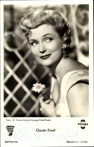Ak Schauspielerin Claude Farell, Portrait, Autogramm