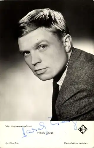 Ak Schauspieler Hardy Krüger, Portrait, Autogramm