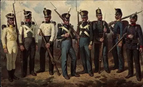 Ak 6. Infanterie-Regiment Nr. 105 König Wilhelm II v. Württemberg, Uniformen von 1810 bis 1867