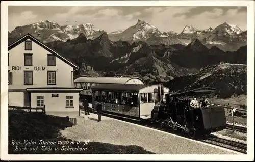 Ak Rigi Kulm Kanton Schwyz, Station, Panorama Tödi und Scheerhorn