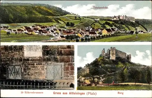 Ak Altleiningen in der Pfalz, 20 Röhrenbrunnen, Burg, Totalansicht