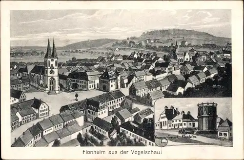 Künstler Ak Flonheim in Rheinhessen, Totalansicht, Gaswerk