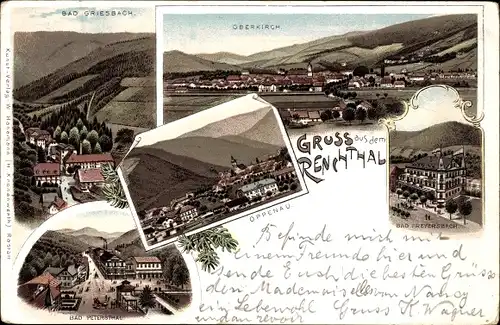 Litho Oberkirch in Baden Württemberg, Bad Griesbach, Bad Peterstal, Oppenau, Bad Freyersbach