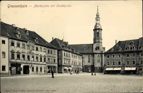 Ak Großenhain Sachsen, Marktplatz, Stadtkirche