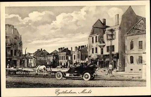 Ak Tschernyschewskoje Eydtkuhnen Ostpreußen, Markt, Kriegszerstörungen 1. Wk