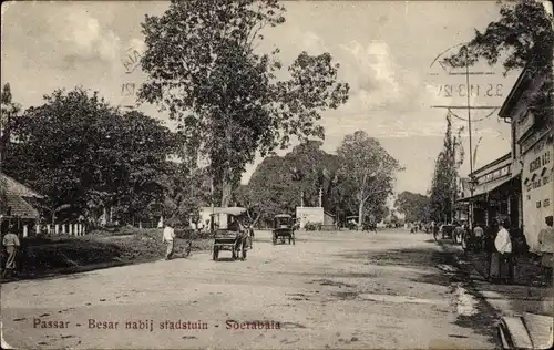 Ak Soerabaya Surabaya Java Indonesien, Besar in der Nähe des Stadtgartens