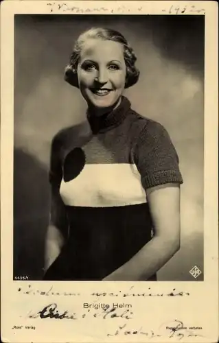 Ak Schauspielerin Brigitte Helm, Portrait, Ufa Film, Ross Verlag 6635 1