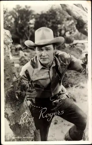 Ak Schauspieler Roy Rogers, Portrait, Cowboy, Pistole