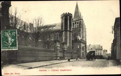 Ak Vervins Aisne, l'Ecole Superieure