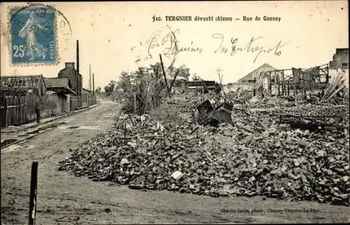 Ak Tergnier Aisne, rue de Quessy