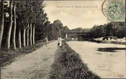 Ak Frankreich, Canal et Pont du Chemin de fer C.F.D.