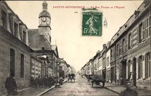 Ak Sainte Menehould Marne, Rue Florion und Krankenhaus