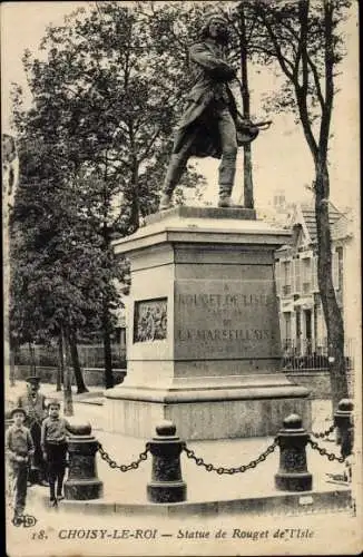 Ak Choisy le Roi Val de Marne, Statue de Rouget de l'Isle