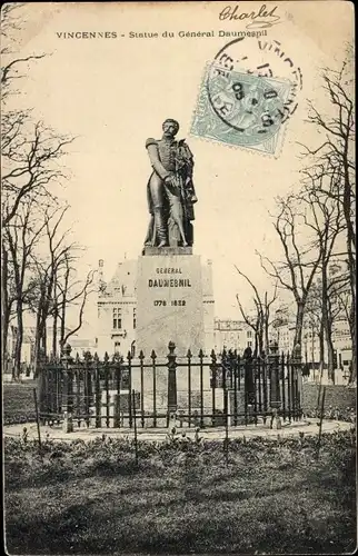 Ak Vincennes Val de Marne, Statue du General Daumesnil