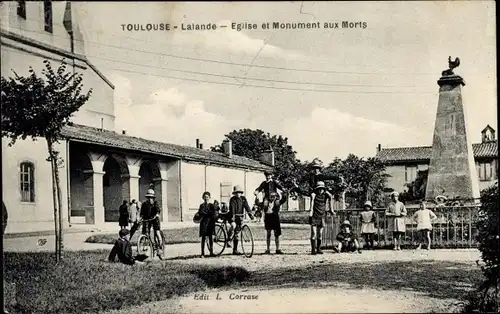 Ak Toulouse Lalande Haute Garonne, Kirche und Kriegsdenkmal