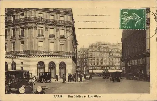 Ak Paris IX, Rue Halévy et Rue Gluck, Société générale