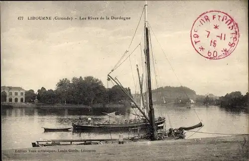 Ak Libourne-Gironde, Die Ufer der Dordogne