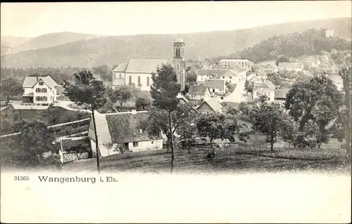 Ak Wangenbourg Engenthal Wangenburg Elsaß Bas Rhin, Totale, Ort, Kirche