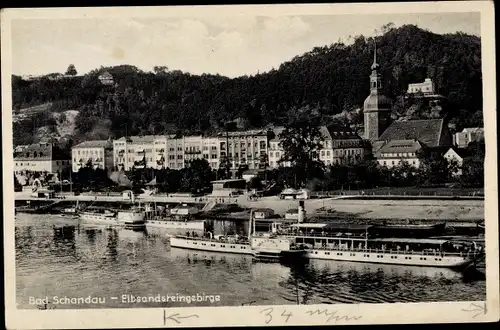 Ak Bad Schandau Sächs. Schweiz, Elbdampfer Meissen, Ortschaft