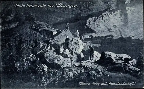 Ak Uftrungen Südharz, Höhle Heimkehle, Wilder Stieg mit Alpenlandschaft