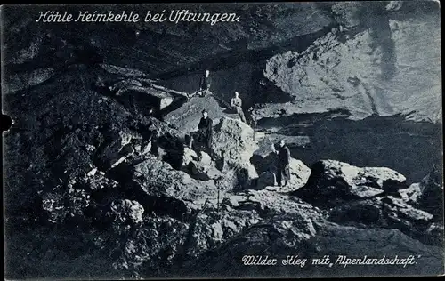 Ak Uftrungen Südharz, Höhle Heimkehle, Wilder Stieg mit Alpenlandschaft