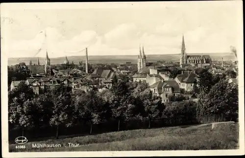 Ak Mühlhausen in Thüringen, Gesamtansicht, Kirchtürme